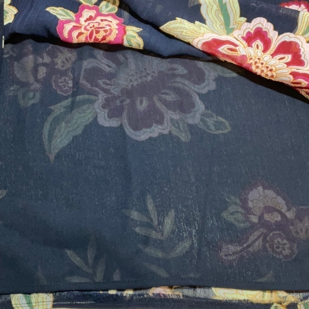 Jessica Simpson for Dillards Navy Floral V-Neck Long Sleeve Blouse 1X - Picture 11 of 11